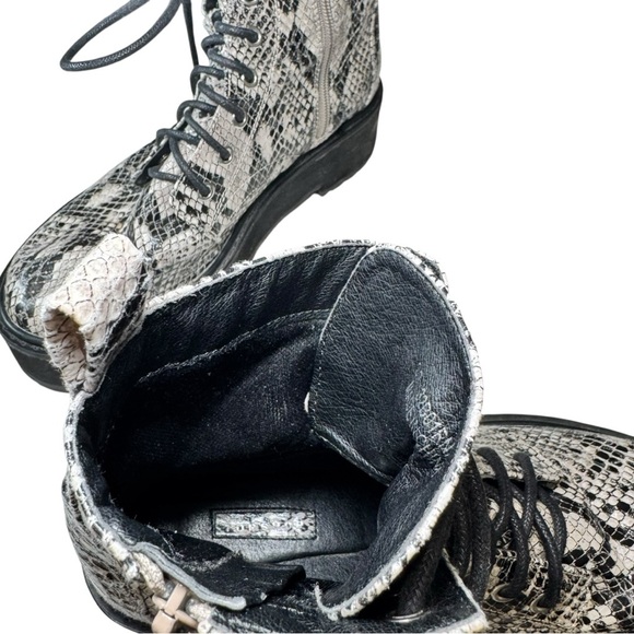 Topshop Snakeprint Lace-Up Platform Combat Boots - Side Zip - Women's Size 8 - Picture 14 of 14